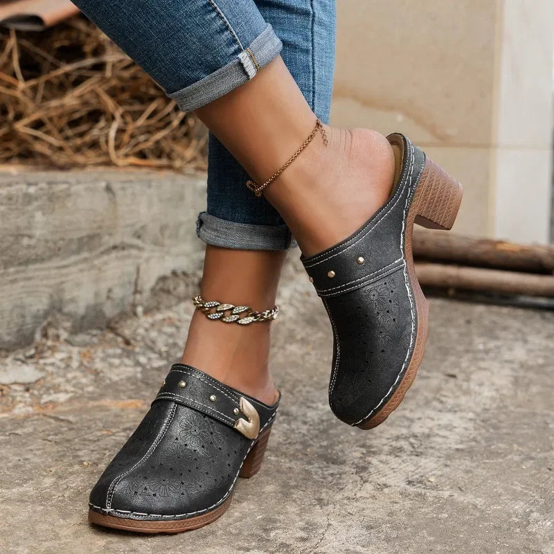 Nextpair | Chunky platform slip-on sandaler med lukket tå til kvinder