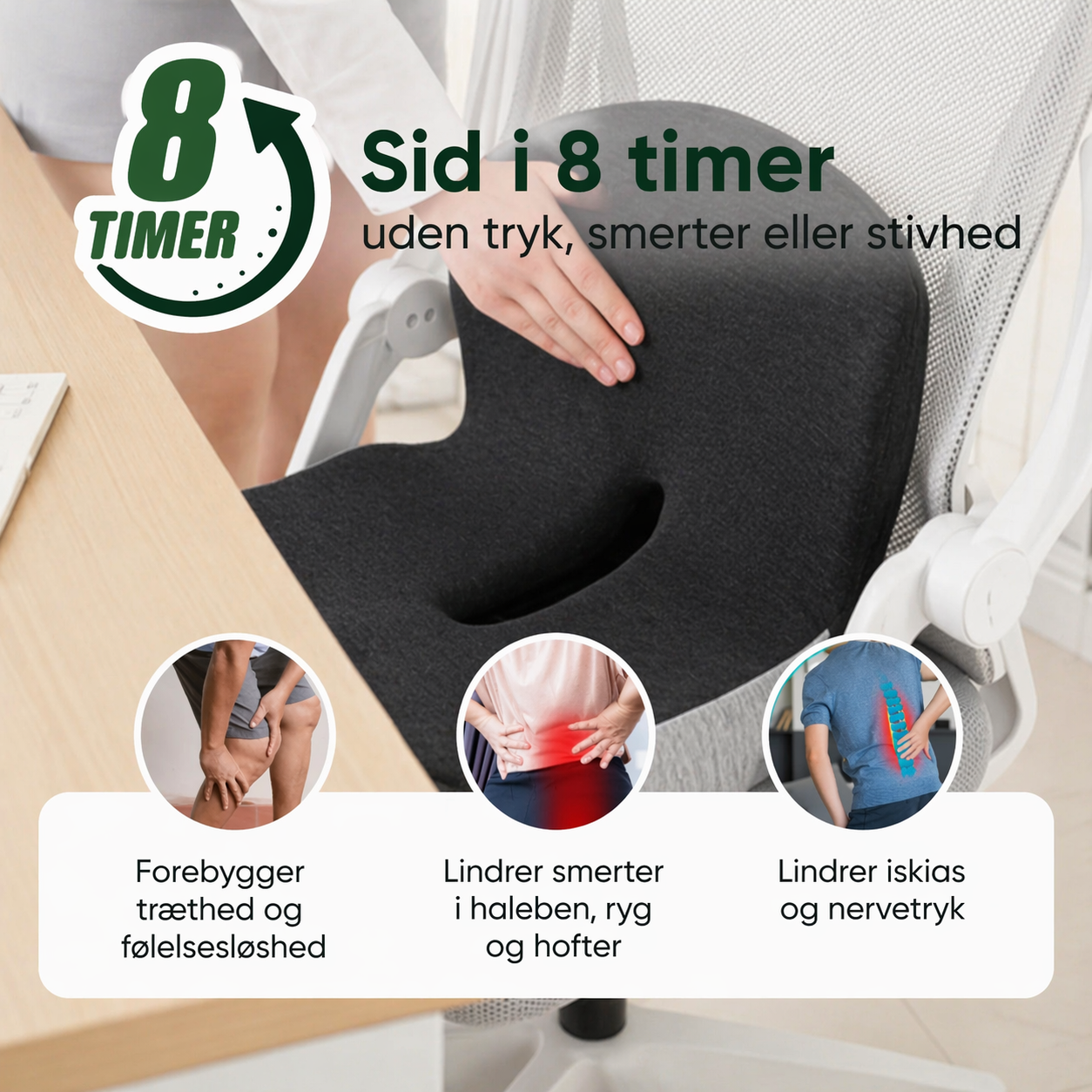 Nextpair | StøttePude – Ergonomisk siddepude til lindring af rygsmerte