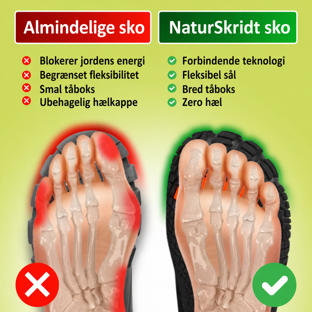 Nextpair | NaturSkridt Sort-Hvid – Ergonomiske barfodssko