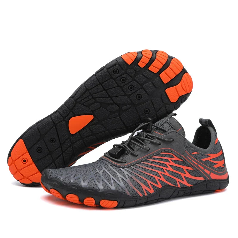 Nextpair | NaturSkridt Grå-Orange – Ergonomiske barfodssko