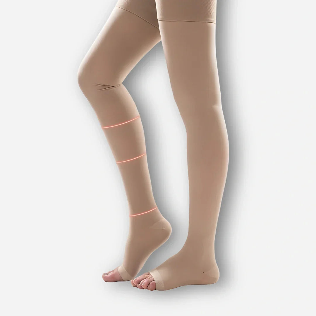 Nextpair | Medicinske lårhøje kompressionsstrømper med åben tå (34–46 mmHg)