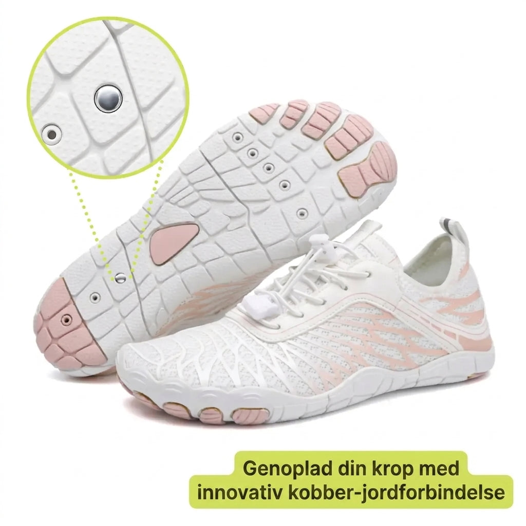 Nextpair | NaturSkridt Grå-Orange – Ergonomiske barfodssko