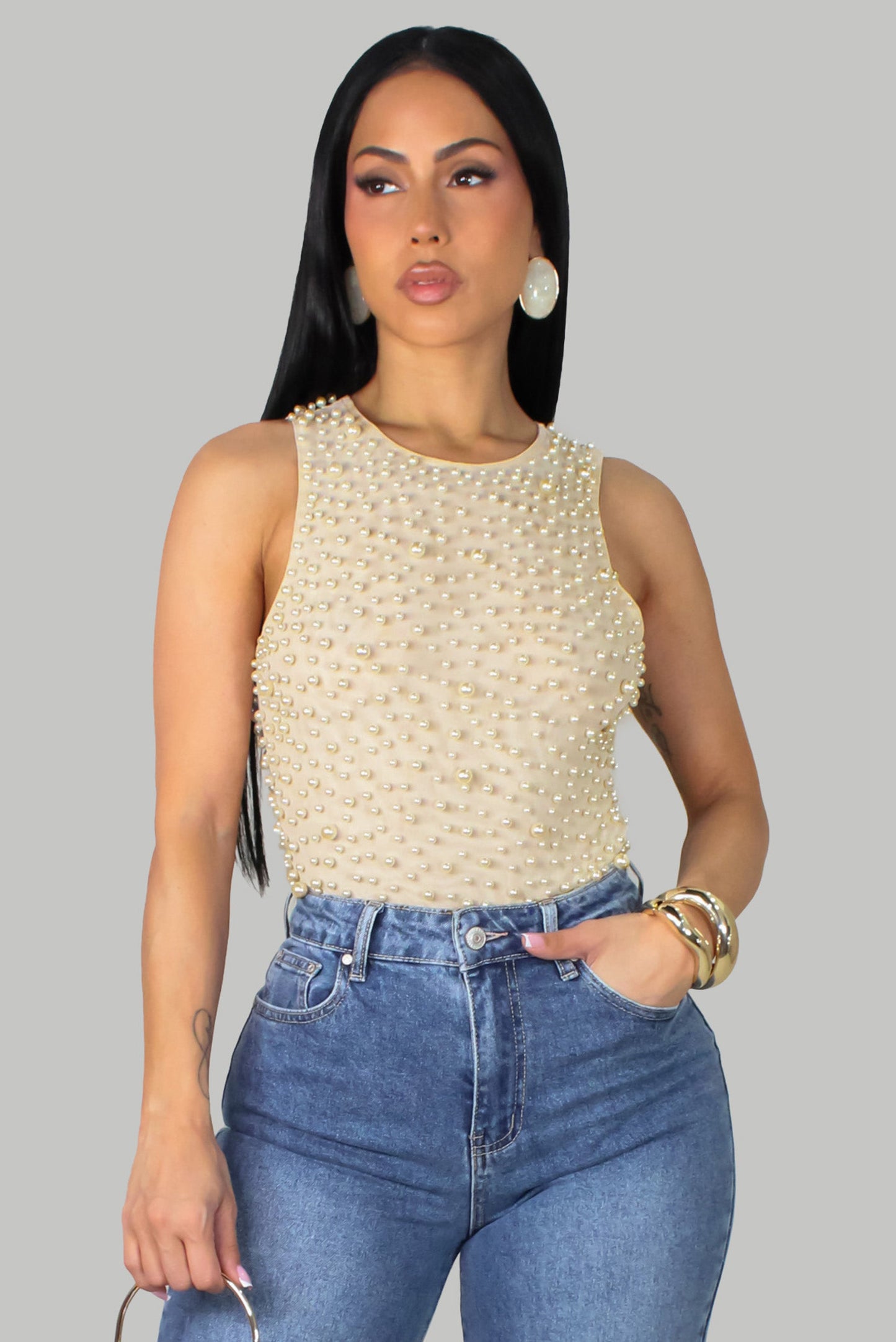 Perlebesat bodysuit - Creme fra Next Pair