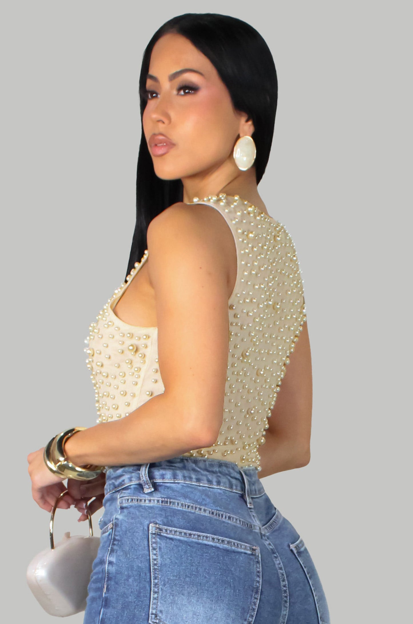 Perlebesat bodysuit - Creme fra Next Pair