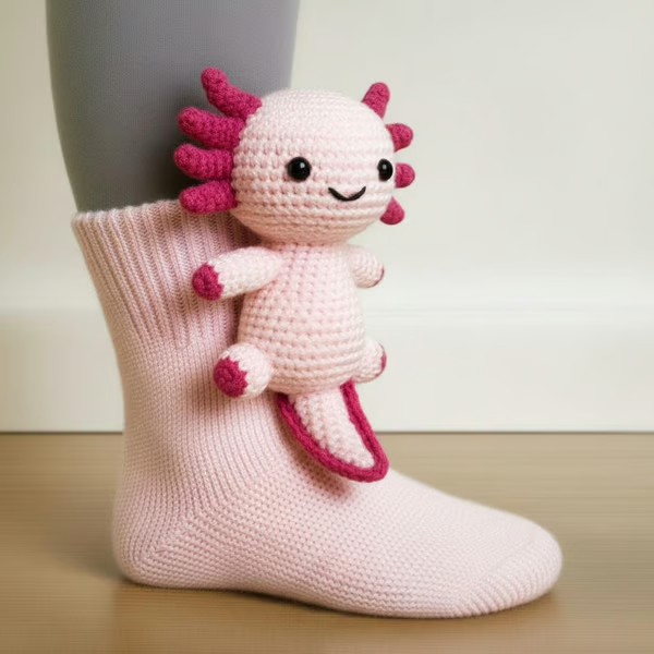 Nextpair | Pixie – Sjove axolotl-sokker i lyst pink design