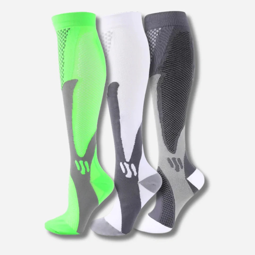 Nextpair | Knæhøje støttestrømper i sporty 3-pak med bred pasform