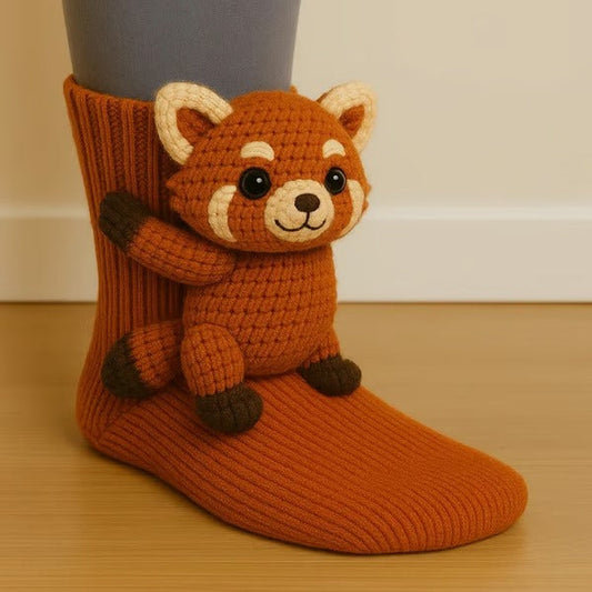 Nextpair | Runa – Sjove rød panda-sokker i farverig stil
