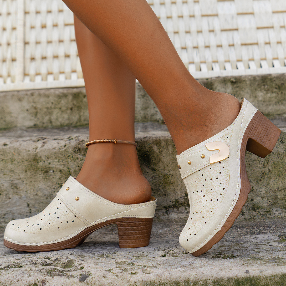 Nextpair | Chunky platform slip-on sandaler med lukket tå til kvinder